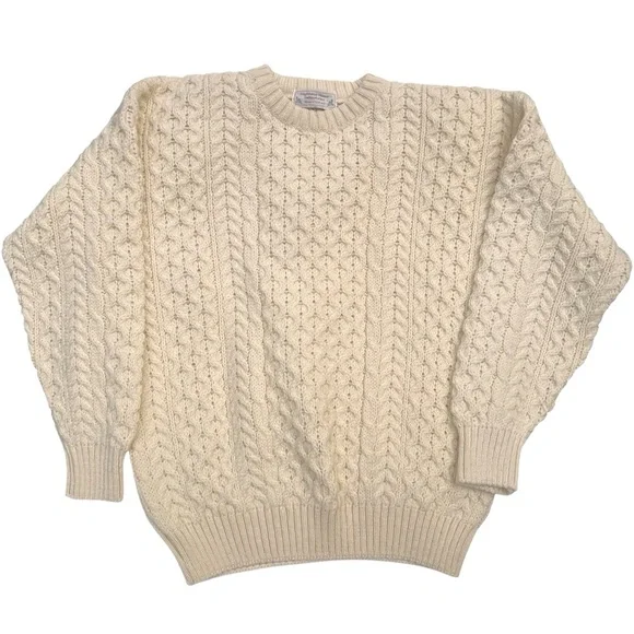 Vintage Highland Homes Fisherman Wool Cable Knit Sweater XL Scotland Rustic - Picture 2 of 7